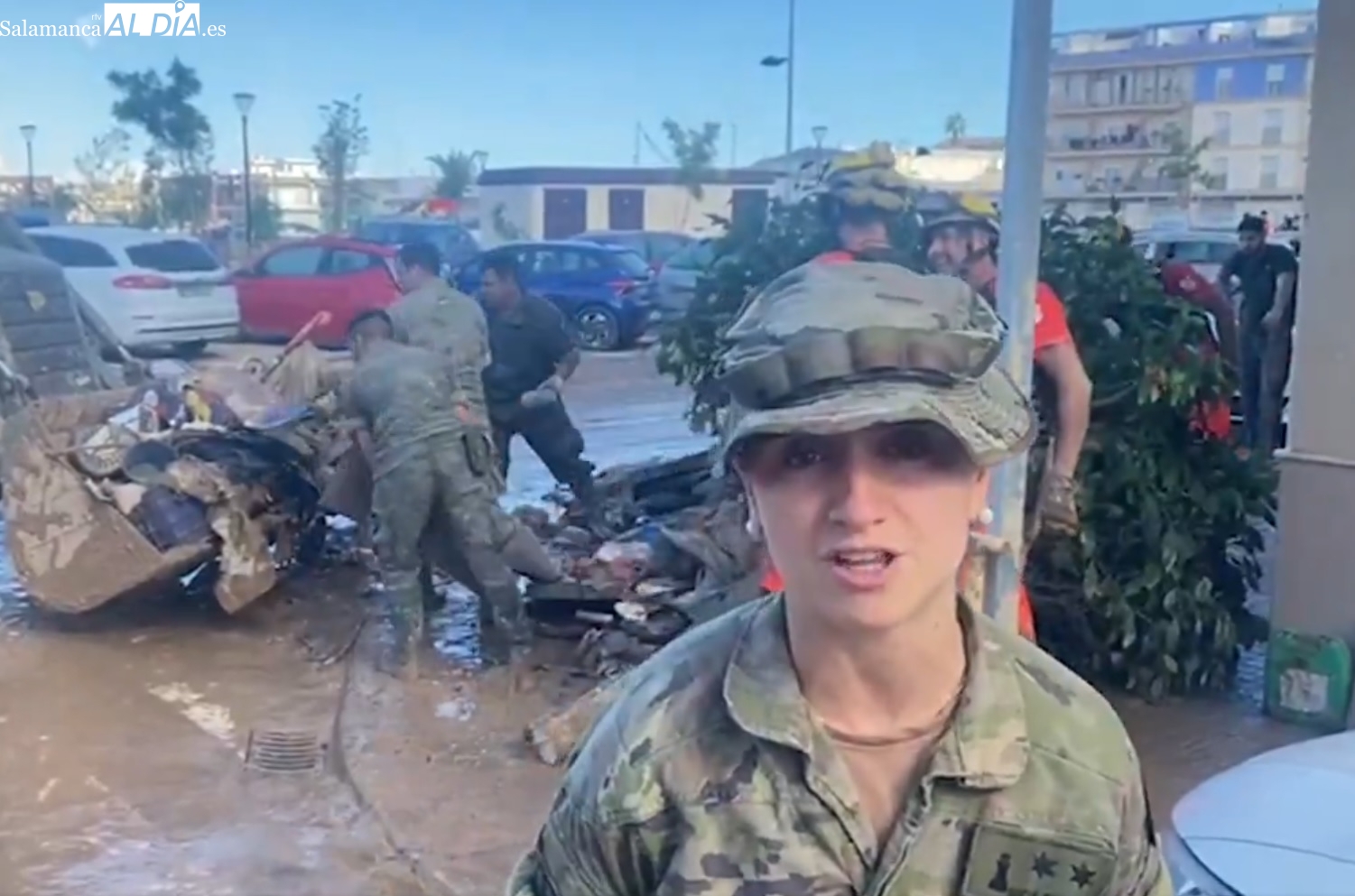 La teniente García Cuadrado, del REI nº11 de Salamanca: Estaremos en Valencia el tiempo que sea necesario para recuperar la normalidad