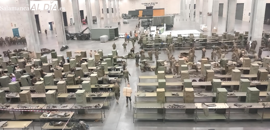 Así es el lugar donde duermen los militares de Salamanca desplegados en Valencia (VÍDEO)