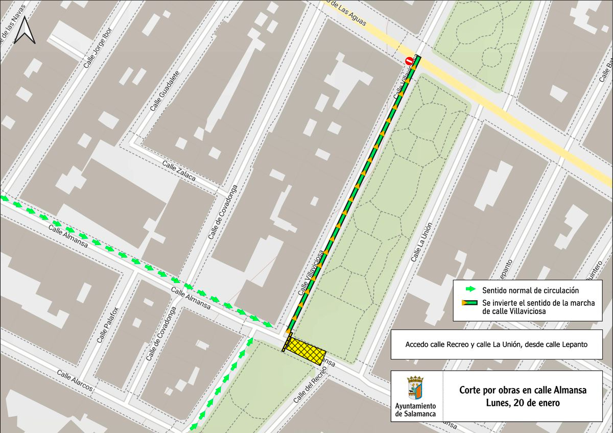 La calle Almansa, cortada al tráfico desde este lunes y durante una semana