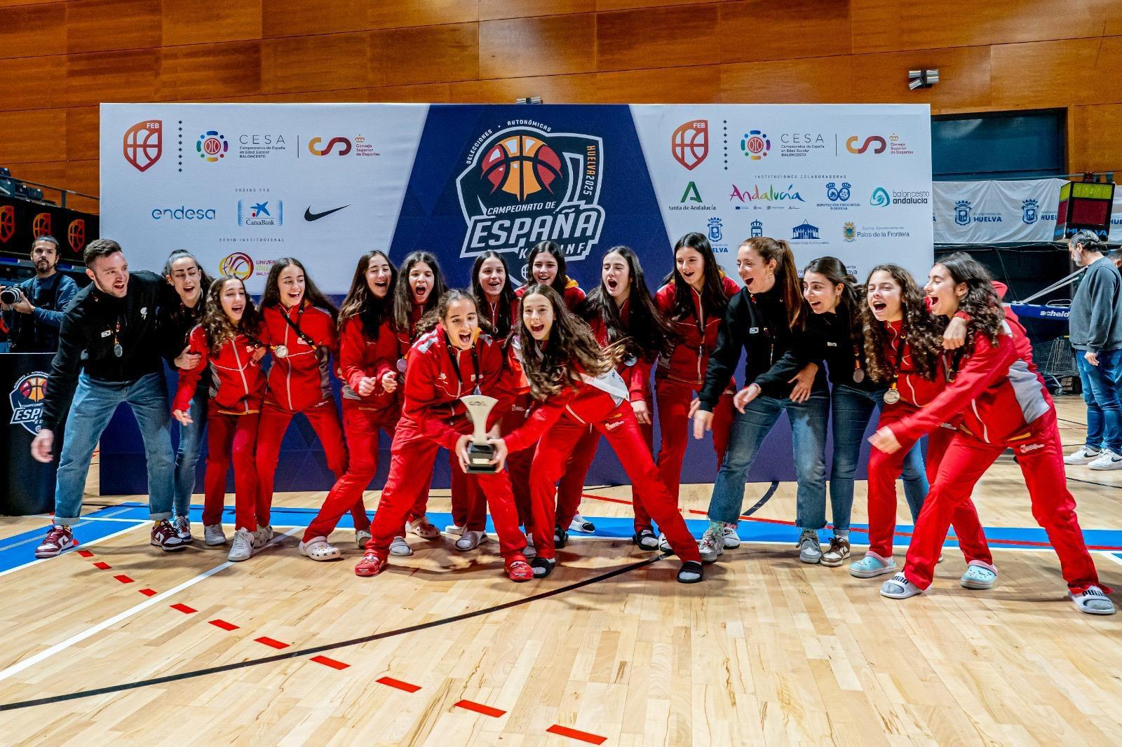 La selección infantil femenina de baloncesto de Castilla y León se proclama subcampeona de España con varias salmantinas en sus filas