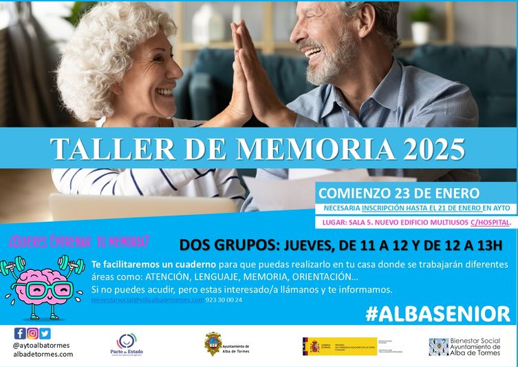 Nueva edición del Taller de Memoria a partir del 23 de enero
