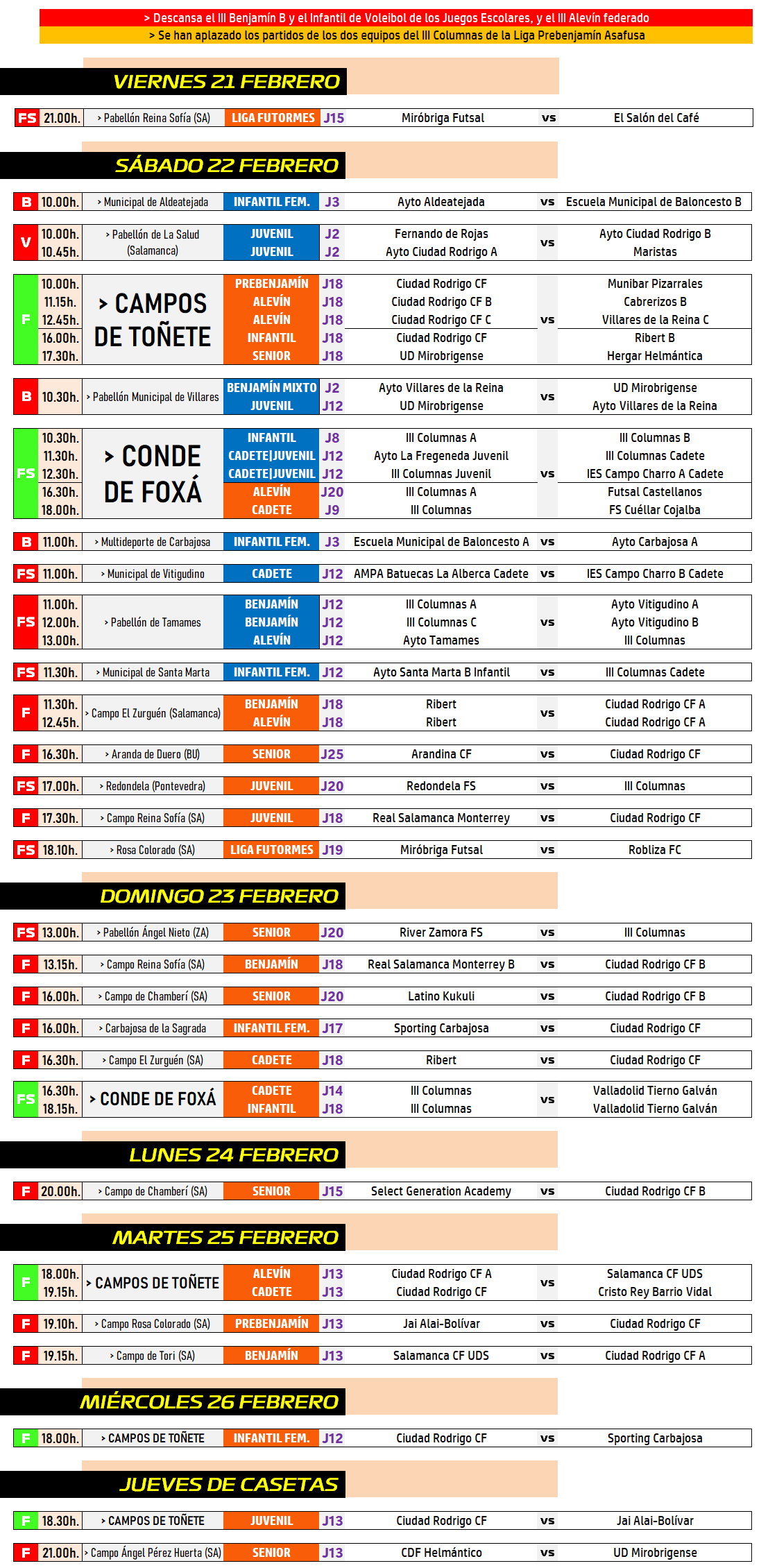 /AD [21-27 FEB] Diez días consecutivos de deporte para librar lo máximo posible en Carnaval