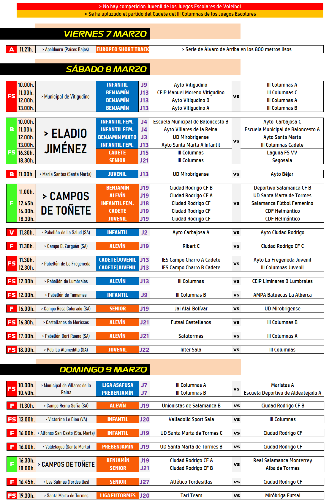 /AD [7-9 MAR] El equipo Femenino del III Columnas juega por 1ª vez en Ciudad Rodrigo