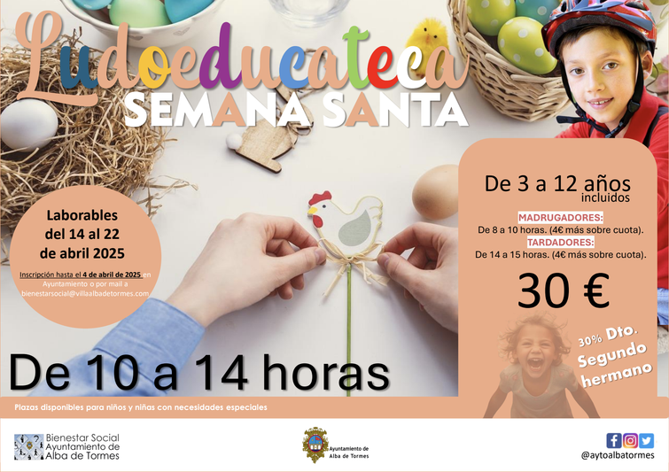 Abierto el plazo de inscripción para la Ludoeducateca de Semana Santa