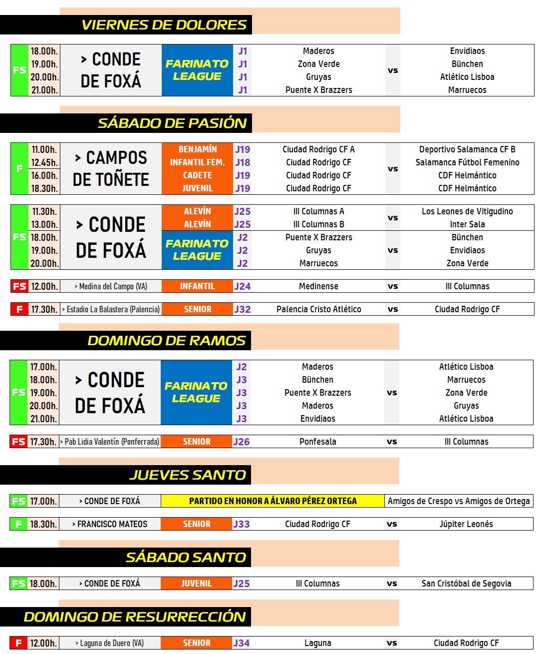 /AD [11-20 ABR] Triple cita para el Ciudad Rodrigo CF en una variada Semana Santa deportiva