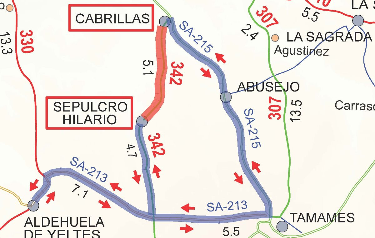 La carretera entre Cabrillas y Sepulcro-Hilario estará cortada desde el jueves