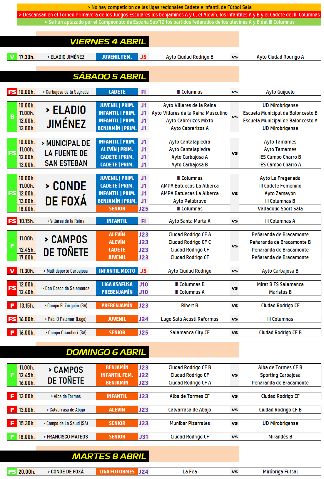 /AD [4-6 ABR] Llega el Torneo Primavera en un finde con 7 partidos en los Campos de Toñete