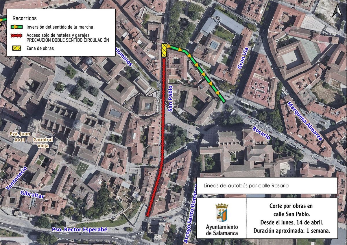 Cortadas al tráfico desde este lunes las calles San Pablo y Regato del Anís