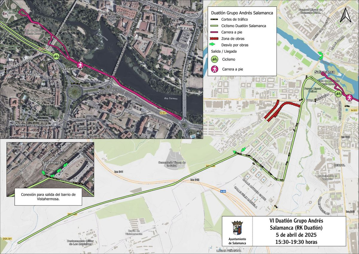Cortes de tráfico para el sábado en Salamanca por una prueba deportiva 