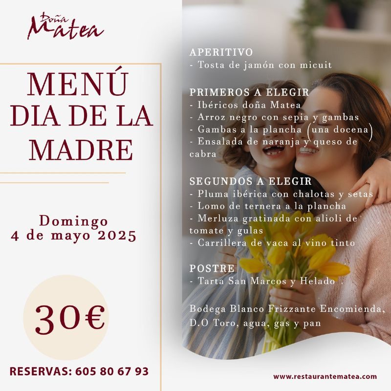 Menú del Día de la Madre en Restaurante Doña Matea
