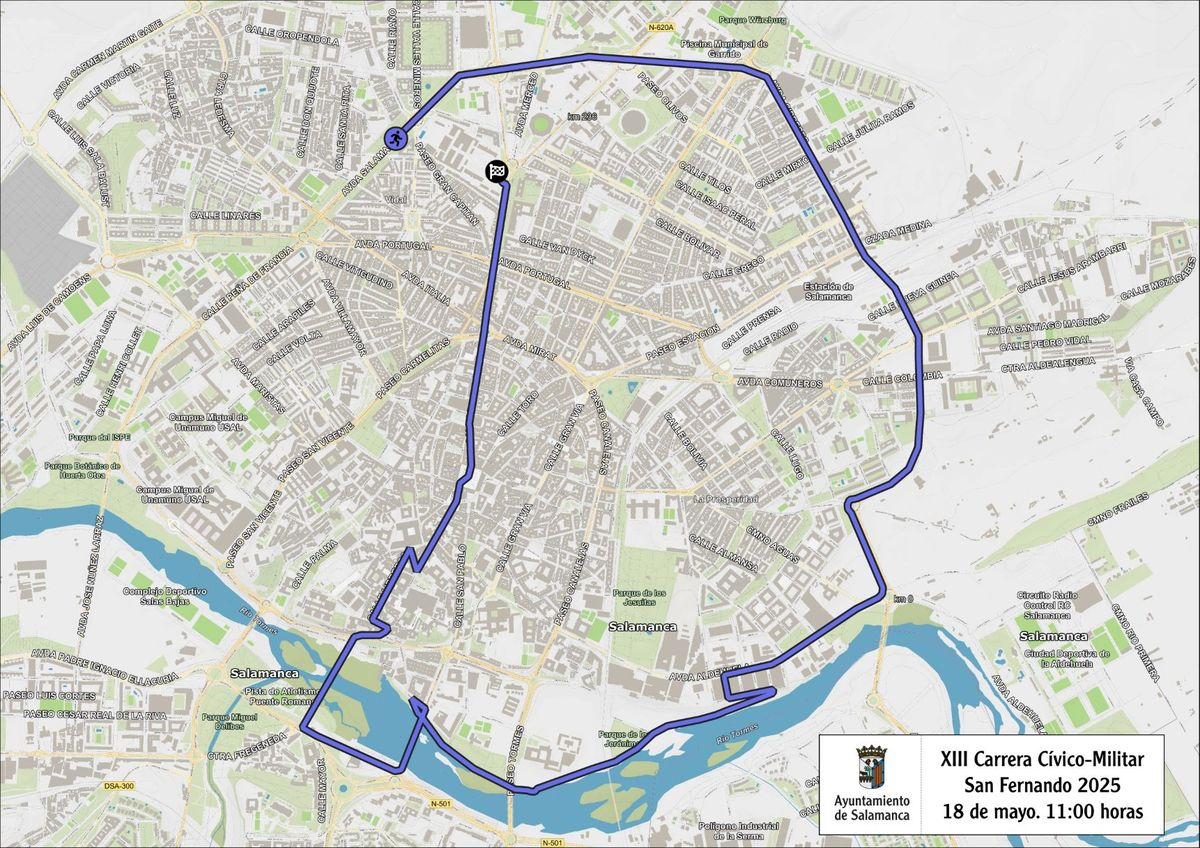 Atención conductores: cortes de tráfico este domingo por la carrera cívico-militar en Salamanca