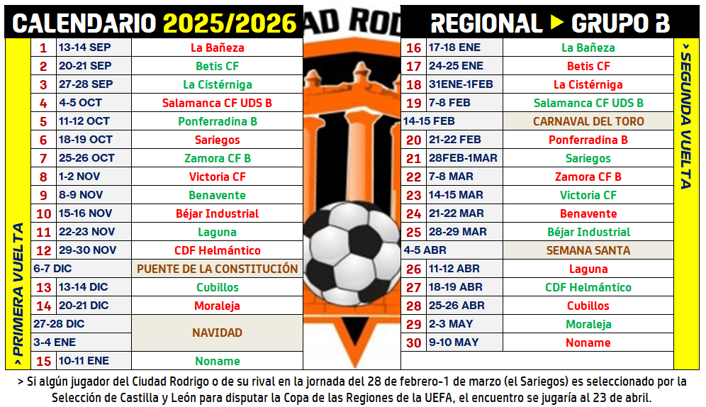 El Ciudad Rodrigo Senior arrancará y finalizará la Liga 2025/2026 fuera de casa