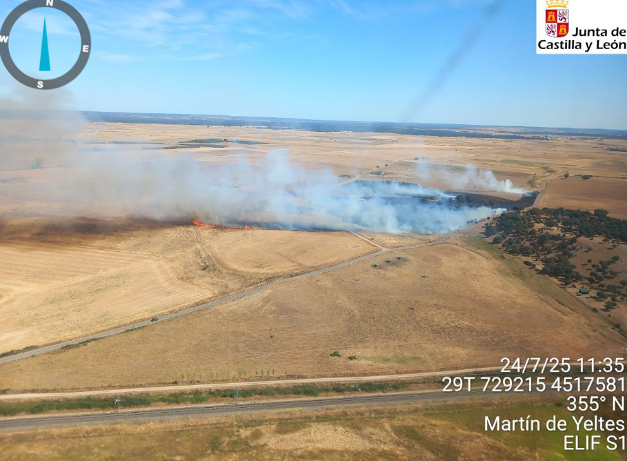 Declarado un incendio en Martín de Yeltes que llegó a tener Índice 1 de Gravedad Potencial