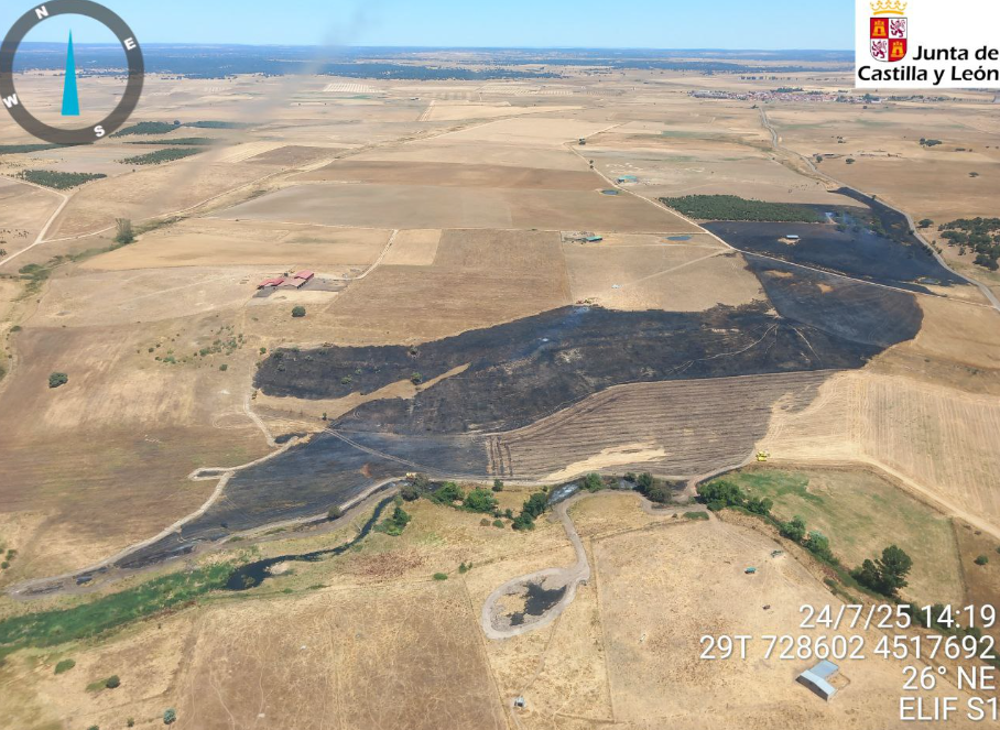 El incendio de Martín de Yeltes deja 20 hectáreas de pasto calcinadas