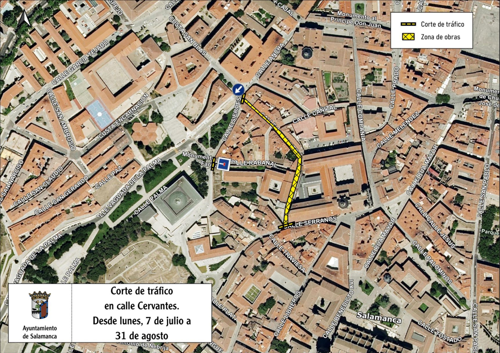 Importantes cortes de tráfico en Salamanca a partir de este lunes por obras en tres calles céntricas