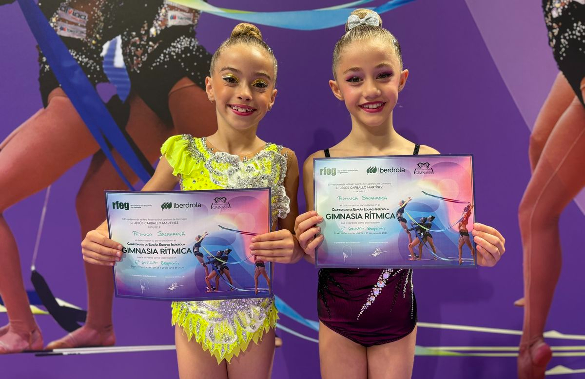 Lua Sánchez y Carla Iglesias, del Club Rítmica Salamanca, brillan en los campeonatos de España