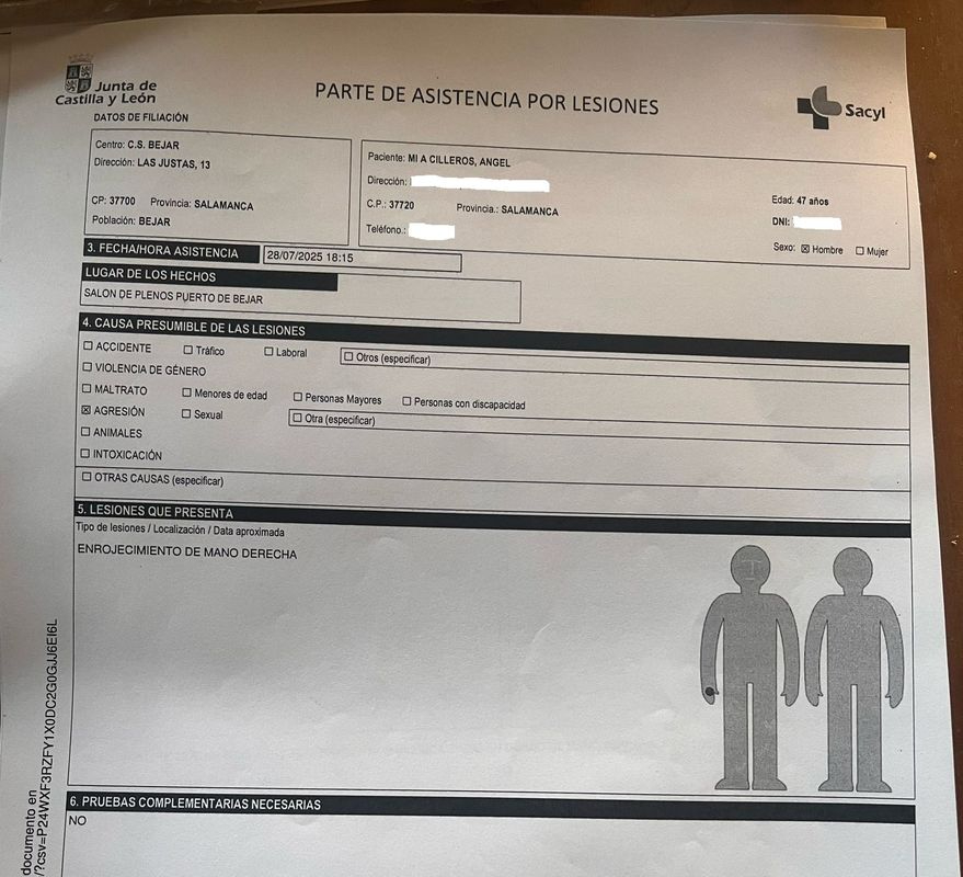 Parte de lesiones presentado por el PSOE