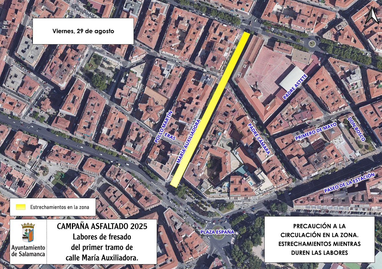 Atención, conductores: obras en María Auxiliadora condicionarán el tráfico este viernes en Salamanca