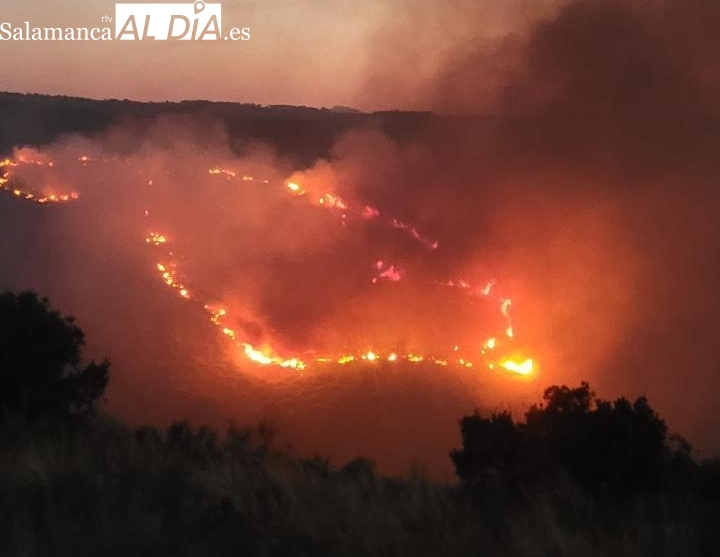 Declarado un incendio en la ladera portuguesa del río Águeda frente al término de Sobradillo