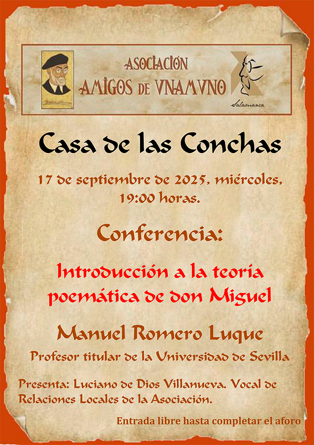 Un experto de la Universidad de Sevilla analizará la teoría poemática de Unamuno en la Casa de las Conchas