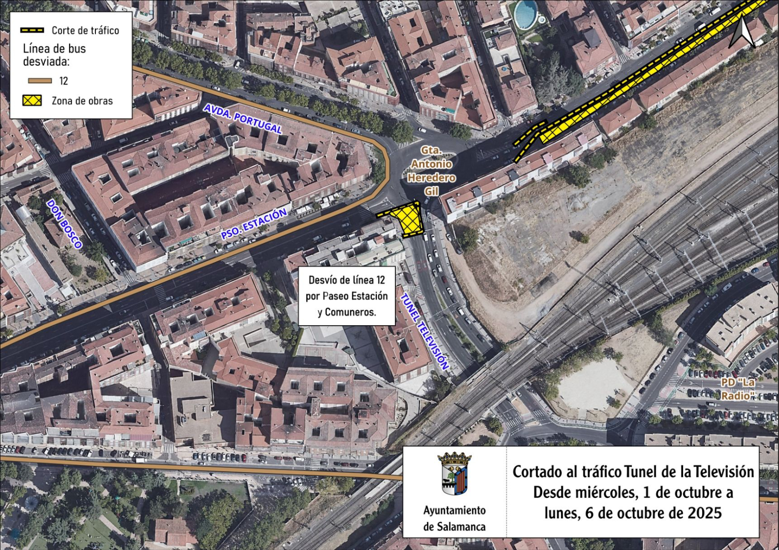 Las obras en la red de agua obligan a cortar el Túnel de la Televisión y a desviar la línea 12 de autobús
