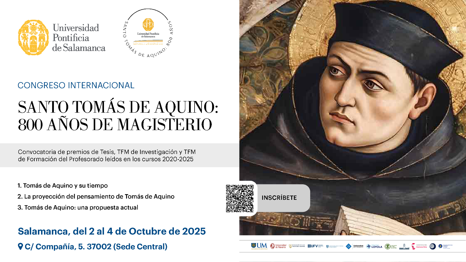 La UPSA reunirá a más de 50 expertos en un congreso internacional por los 800 años de Santo Tomás de Aquino