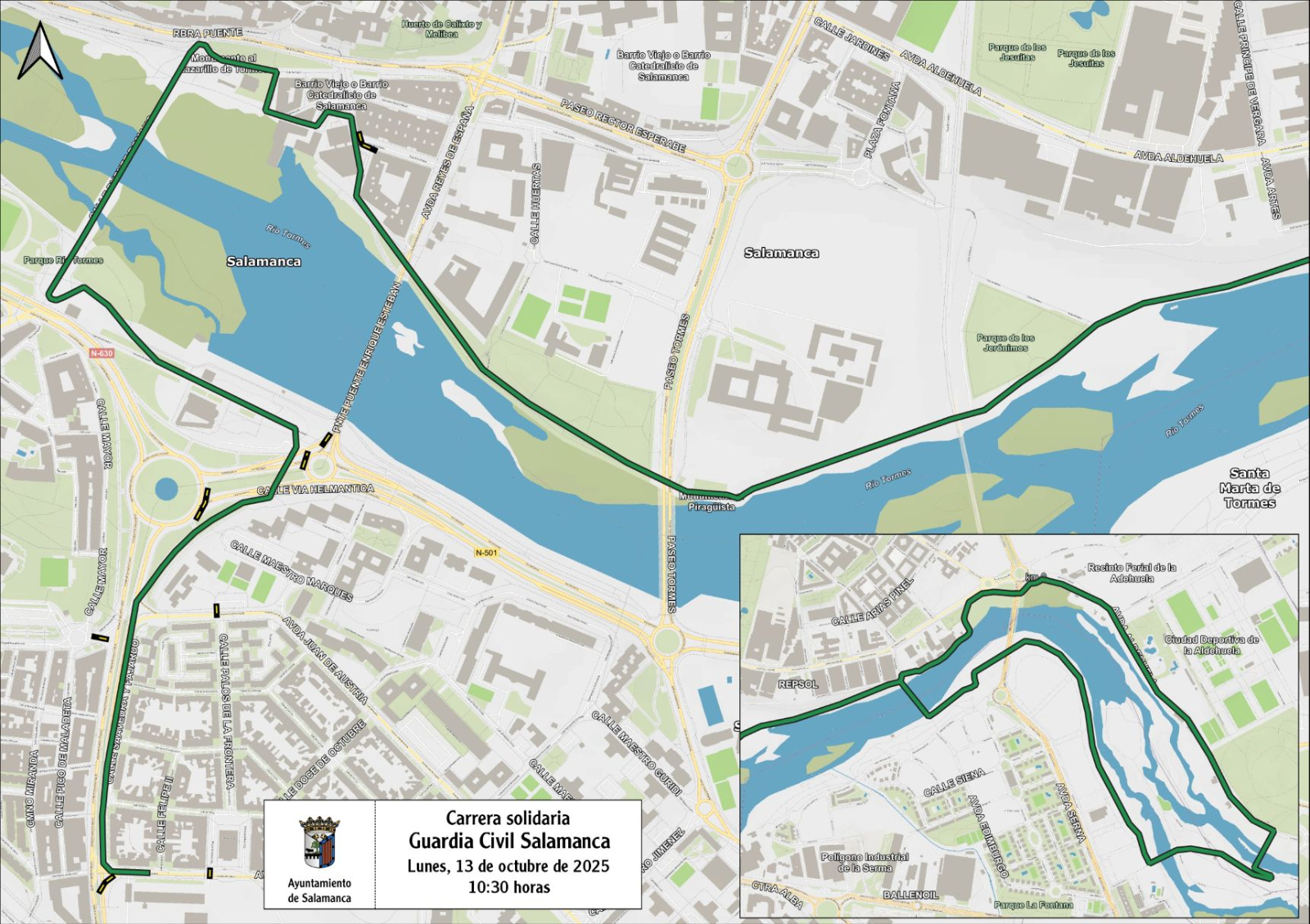 La III Carrera Solidaria de la Guardia Civil modifica el tráfico en siete calles de Salamanca
