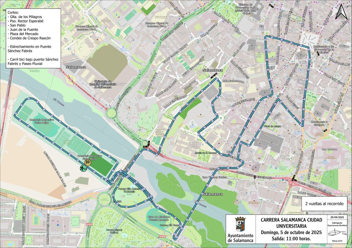 Atención a los cortes de tráfico en Salamanca este domingo por la IX Carrera Ciudad Universitaria