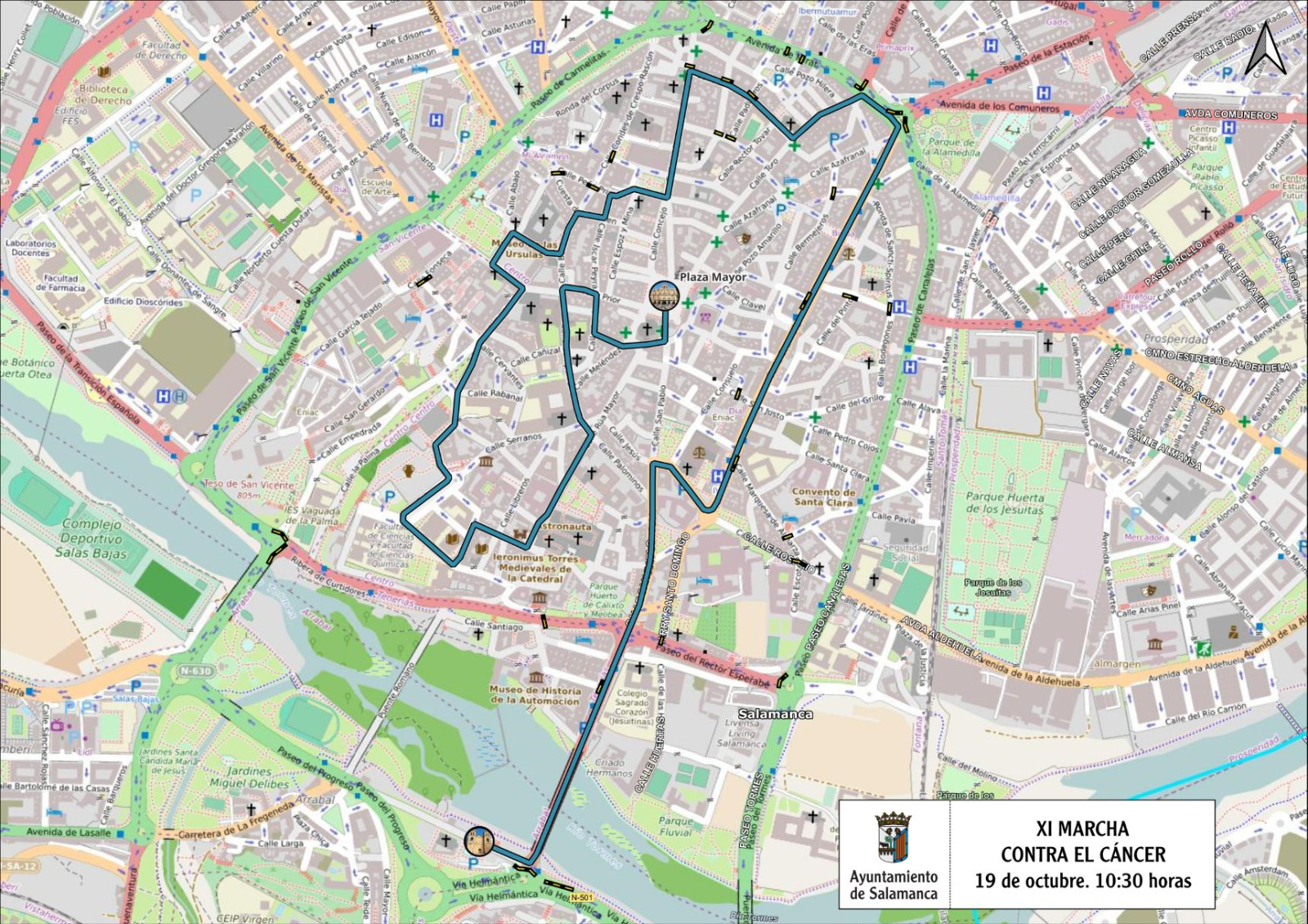 Desvíos y cortes de tráfico en Salamanca este domingo por la XI Marcha Contra el Cáncer