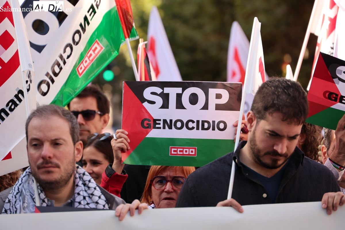 VÍDEO y FOTOS | CCOO Salamanca exige el fin del genocidio del pueblo palestino