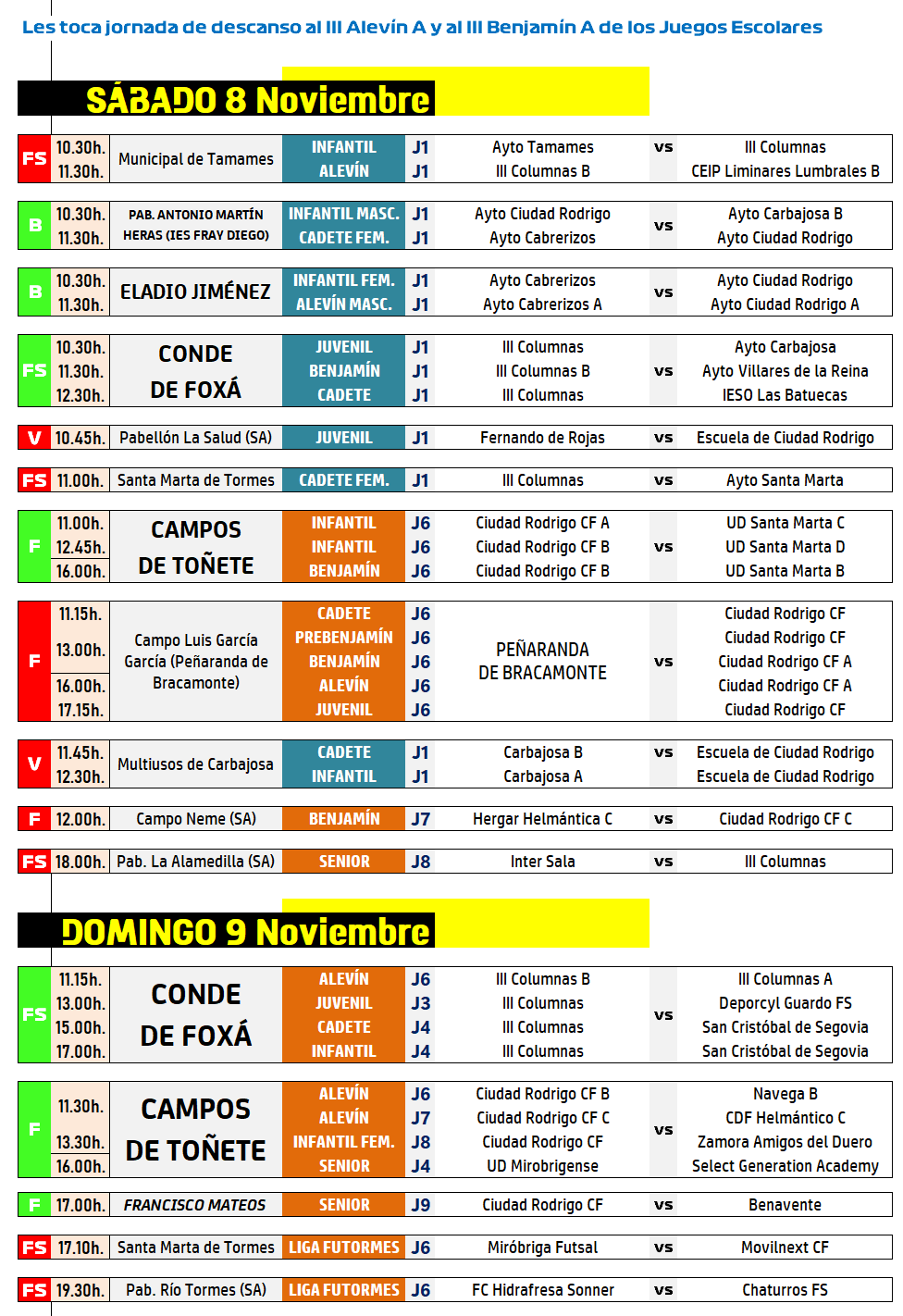 /AD 8-9 NOV/ Arrancan los Juegos Escolares de fútbol sala, basket y voleibol
