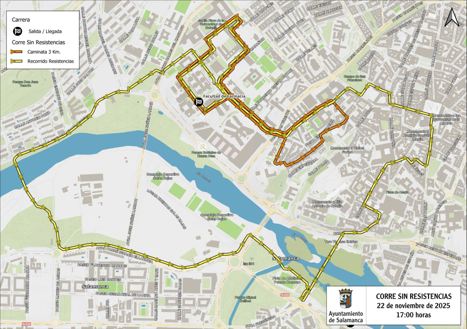 Cortes de tráfico este sábado en Salamanca por la V carrera Corre sin resistencias
