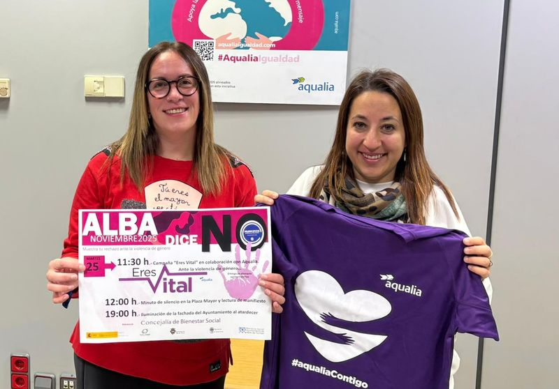 Alba invita a sus vecinos a formar corazones contra la violencia