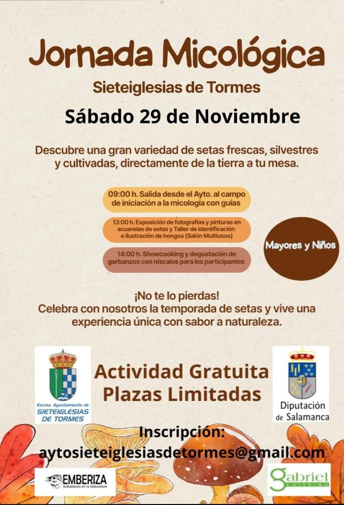 Sieteiglesias de Tormes organiza una jornada micológica gratuita con salida al campo y degustación