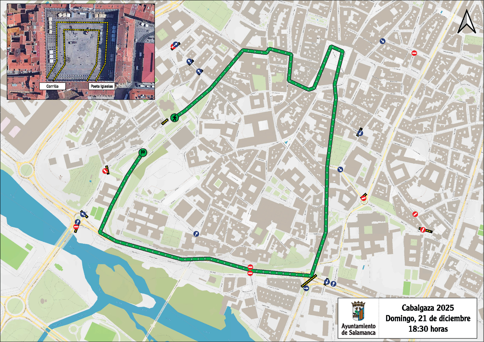 Cortes de tráfico y desvíos este domingo en Salamanca por la Carrera del Pavo y la Cabalgaza