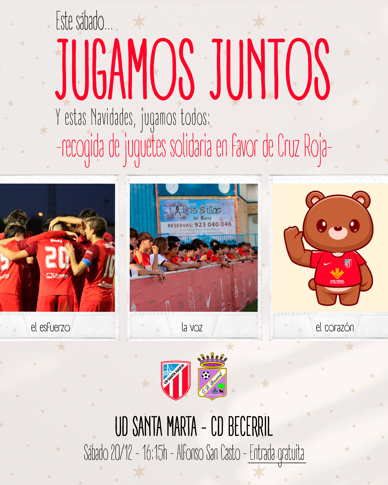 La UD Santa Marta organiza una campaña solidaria de recogida de juguetes durante el partido ante el Becerril 