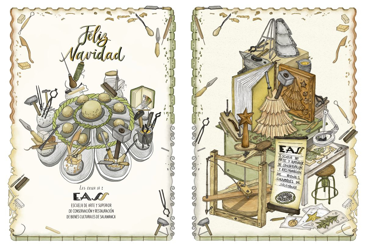 Las mejores tarjetas navideñas en la Escuela de Arte y Superior de Conservación y Restauración de Salamanca