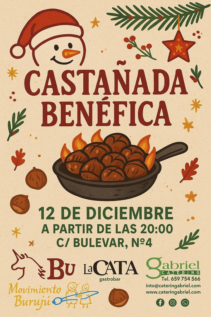 La Cata Gastrobar, Catering Gabriel y Movimiento Burujú se unen en una castañada solidaria