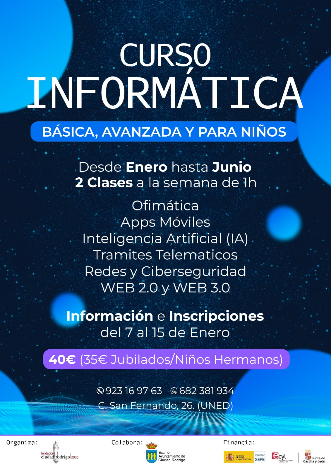 La Fundación Ciudad Rodrigo lanza cursos de informática a precios reducidos para todas las edades