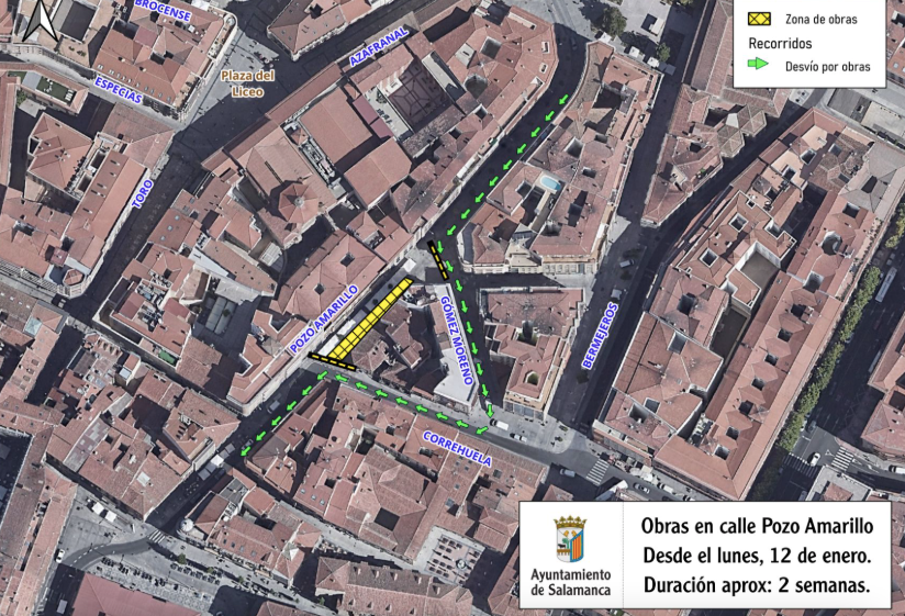 La calle Pozo Amarillo permanecerá cortada al tráfico durante dos semanas desde este lunes