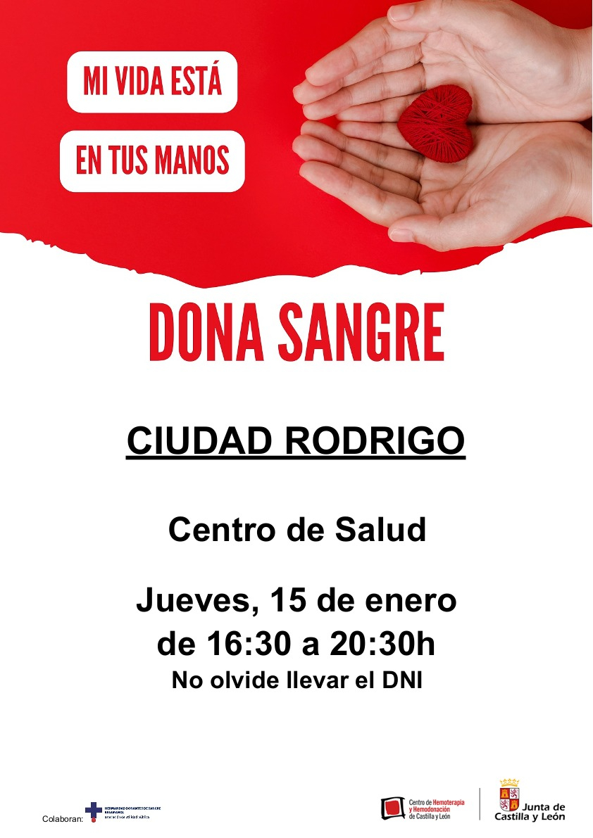 Ciudad Rodrigo acoge una nueva jornada de donación de sangre el próximo 15 de enero