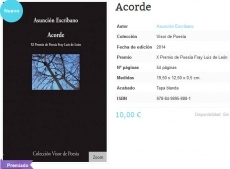 Visor publica ‘Acorde’, el poemario de Asunción Escribano ganador del ‘Fray Luis de León’