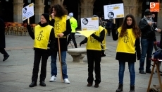 La Plataforma No somos delitos protesta en la Plaza Mayor contra las 'leyes mordaza'