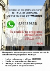 Los ciudadanos podrán hacer propuestas al PSOE a través del whatsapp