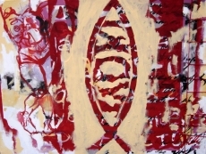 Miguel Elías entrega un cuadro de simbología cristiana al escritor y biblista Stuart Park 