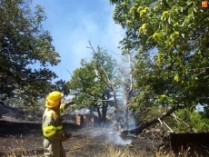 La explosión de un coche en Peñacaballera provoca un incendio en la sierra bejarana