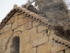 Foto 3 - El fuerte viento derriba el nido de cigüeñas que permanecía en la espadaña de la iglesia