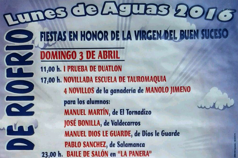 Cartel anunciador de los festejos en Linares de Riofrío.