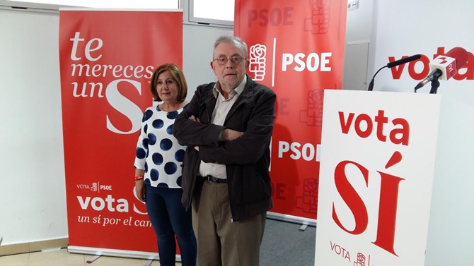 Rosa López y Octavio Granado, este lunes en la sede del PSOE