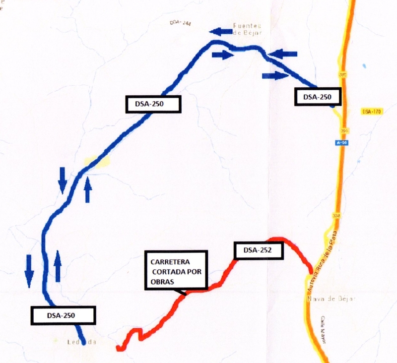 Corte de carretera en la DSA-252 de la A-66 a Ledrada  
